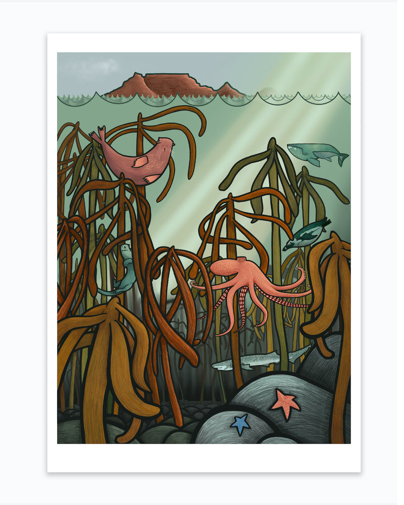 PS Cape Kelp forest Underwater Marine explorer otter Whale shark seal kid bedroom poster fine art print A3